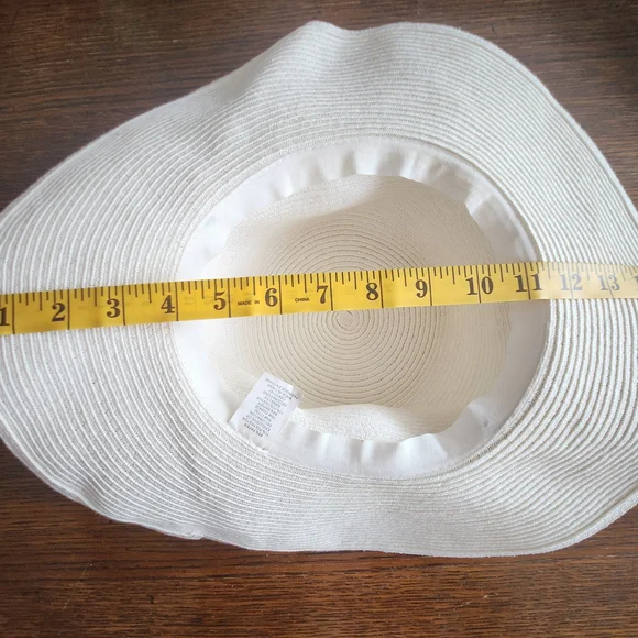 White Sun Hat with Teal Accents - Picture 6 of 7